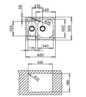 Мойка Teka Universo 65.50 1 1/2 B 10120068 нержавеющая сталь матовая 65х50 см