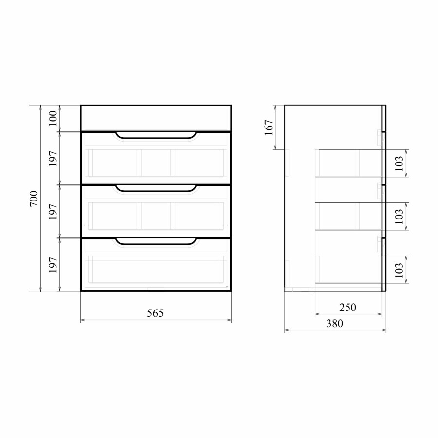 Mirsant Soho Quadro 60 тумба напольная (раковина Fest-60) УТ000043906