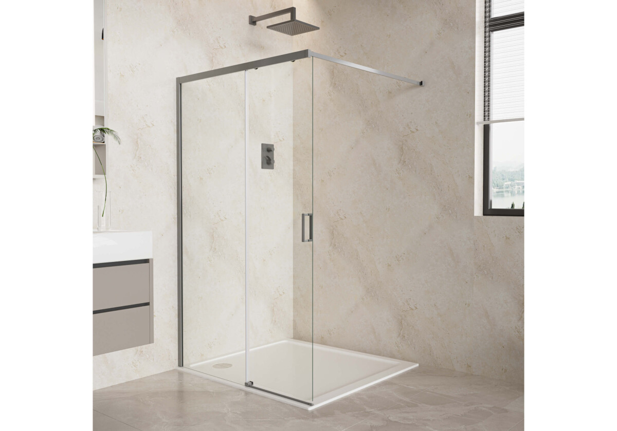 Aquatek AQ.WISL.120.1GM Душевая перегородка Walk In 120см, раздвижная с держателем 1200мм оружейная сталь прозрачное