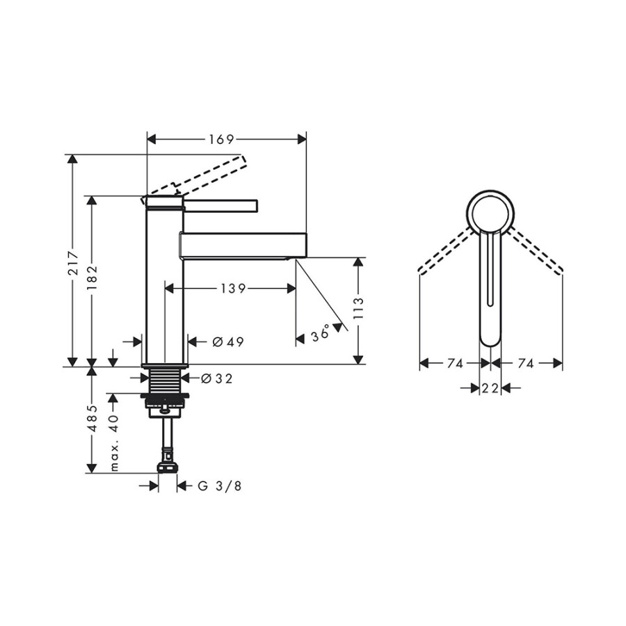 Hansgrohe Finoris Смеситель для раковины 110 со сливным клапаном Push-Open хром 76023000