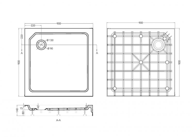 Cezares Tray поддон из стеклокомпозита 90х90 TRAY-SMC-A-90-550-150-W