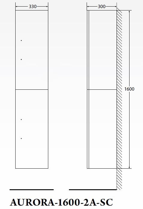 BelBagno AURORA-1600-2A-SC-BL-P-R/L Шкаф-пенал подвесной, 160