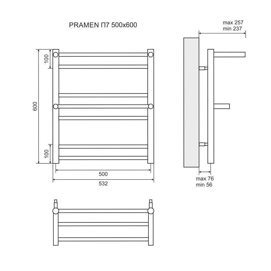 Lemark Pramen П7 полотенцесушитель электрический 50х60 LM33607E