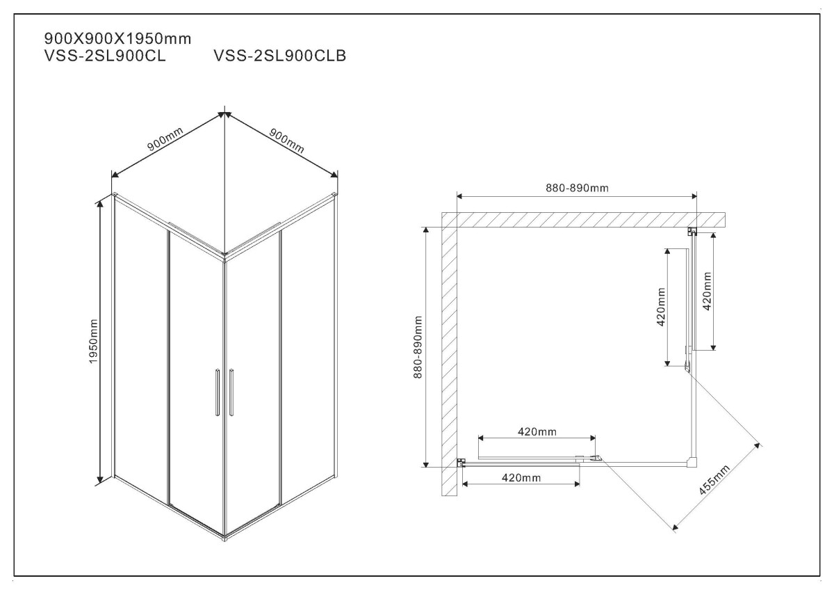 Vincea Slim душевой уголок VSS-2SL900CL 90х90 хром, стекло прозрачное