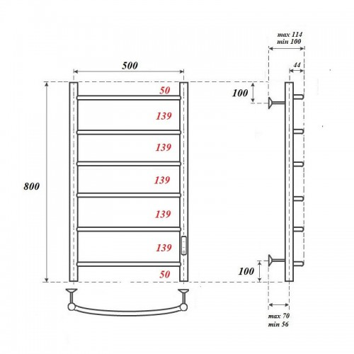 Point Афина полотенцесушитель электрический 50х80 PN04858B