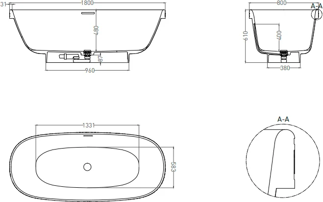 Salini Greca S-Stone ванна овальная 180х80 103121M