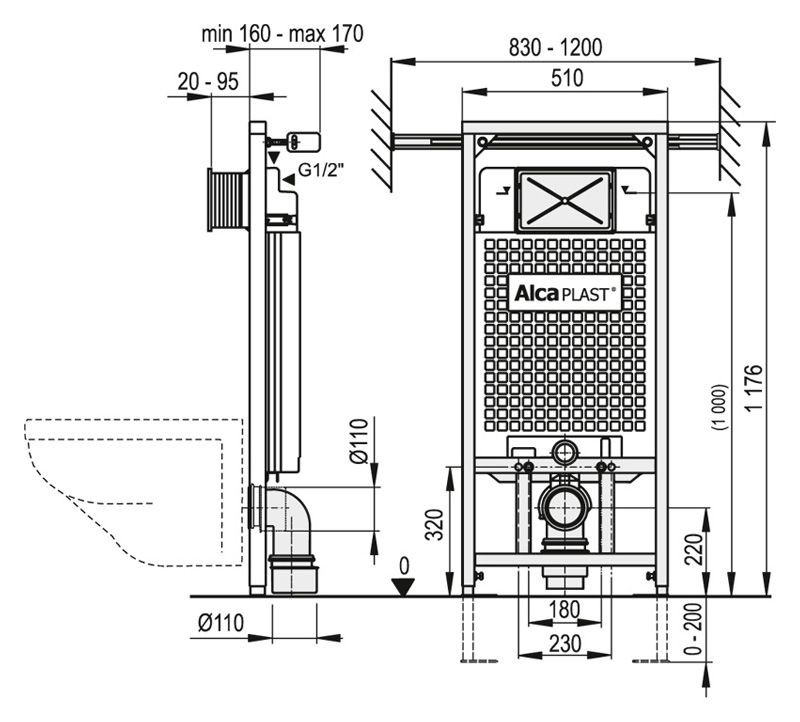 Alcaplast A102-1200 инсталляция для унитаза