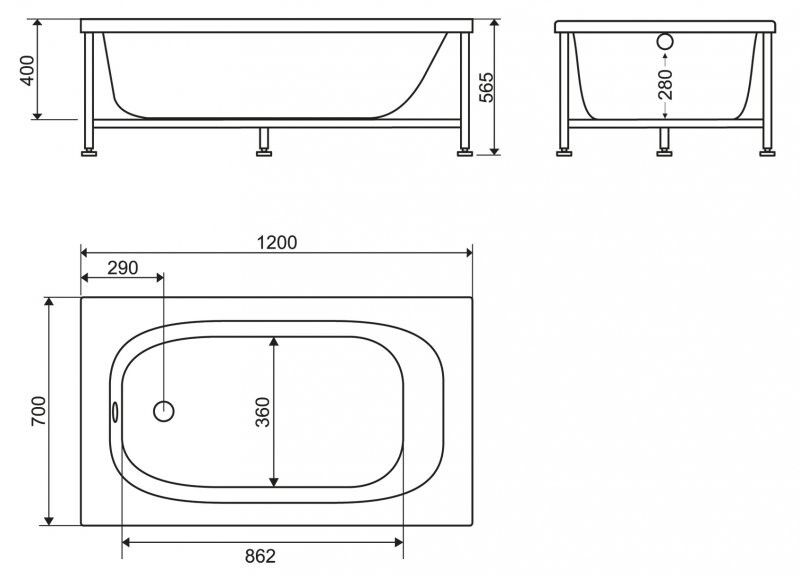 BelBagno BB101-120-70 120*70 ванна акриловая прямоугольная