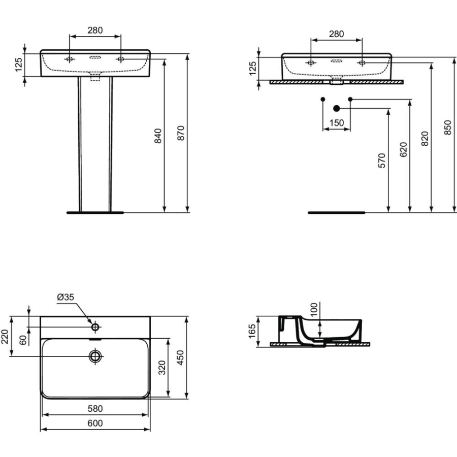 Ideal Standard Conca раковина 60х45 см T369101