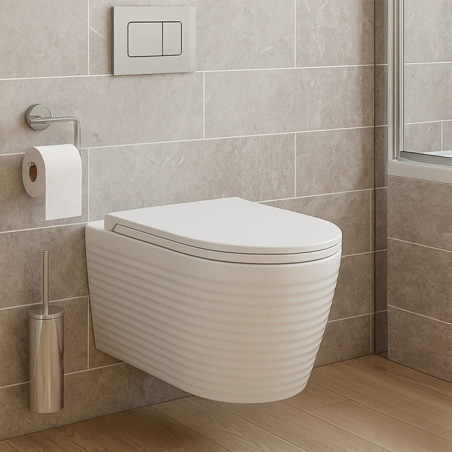 Унитаз подвесной Azario LUZIO 365х495х360 безободковый, рельефный, слив "Скрытое Торнадо", с быстросъемным сиденьем "Микролифт" AZ-098-UQ