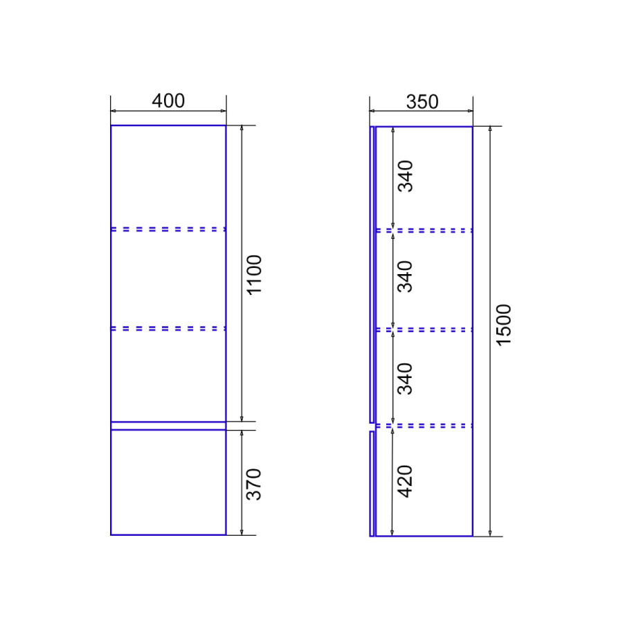 Пенал подвесной Azario Velluto белый CS00088605