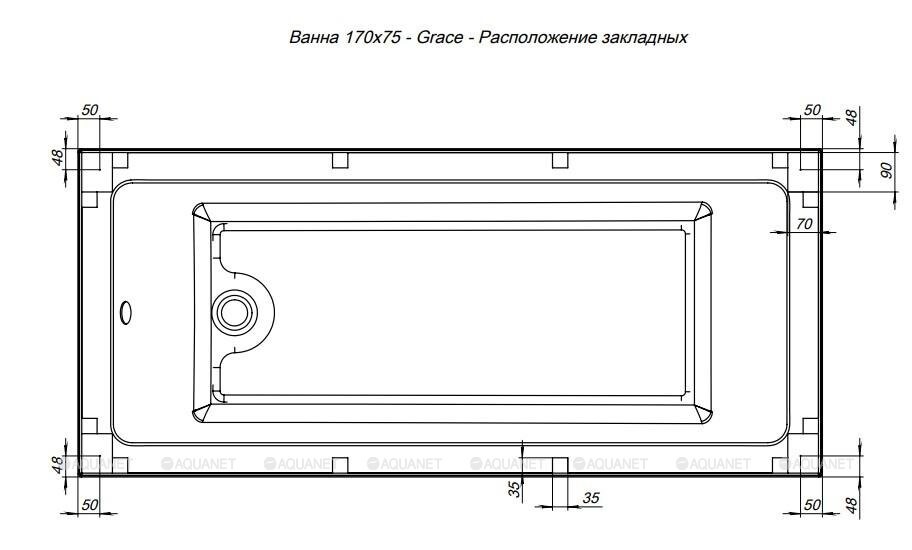 Акриловая ванна Aquanet Grace 170x75 (с каркасом) 00312397