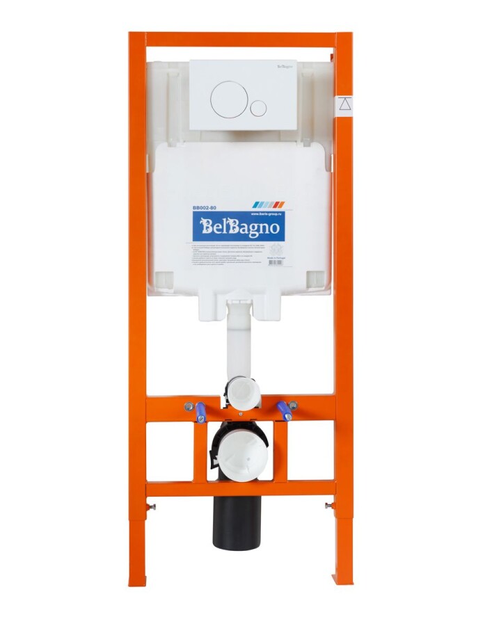 BB002-80/BB014-SR-BIANCO Система инсталляции для подвесных унитазов BelBagno BB002-80 с кнопкой смыва BB014-SR-BIANCO
