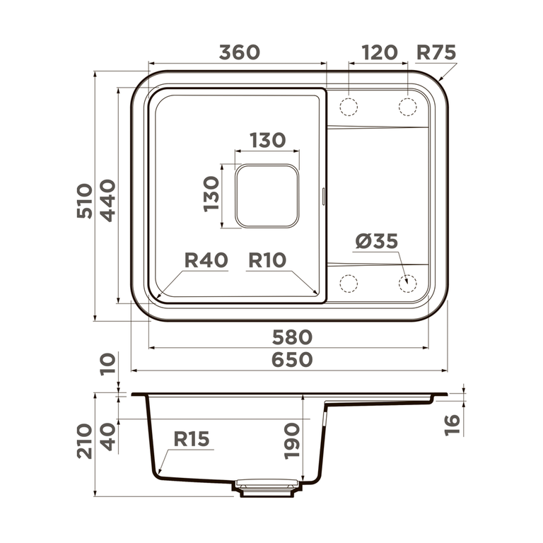 Omoikiri TASOGARE 65 мойка кухонная черный 4993490