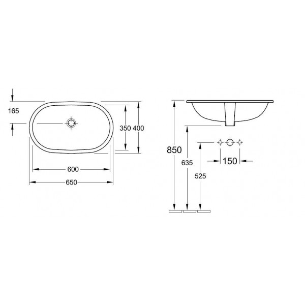 Villeroy&Boch O.Novo 41626001 раковина встраиваемая 60 см