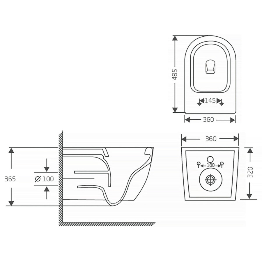 Унитаз подвесной Azario Adagio360х485х365 безободковый, система смыва "Скрытое Торнадо", с быстросъемным сиденьем "Микролифт" AZ-5177T-WHT