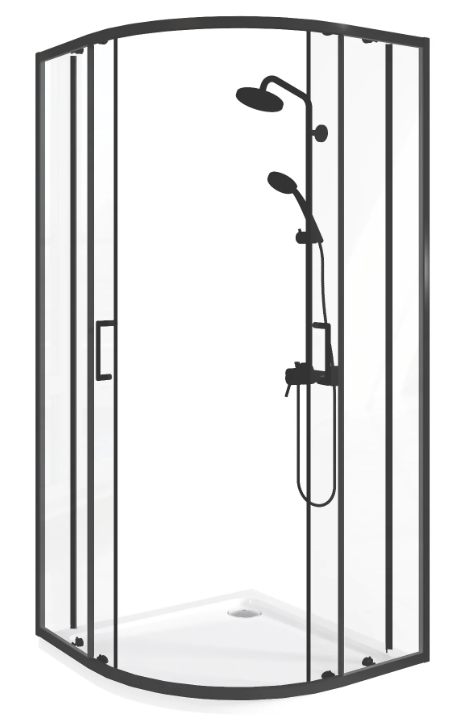 BAS Lite R-100-C-B душевое ограждение 1000х1000х1900 Черный ЛТ00026