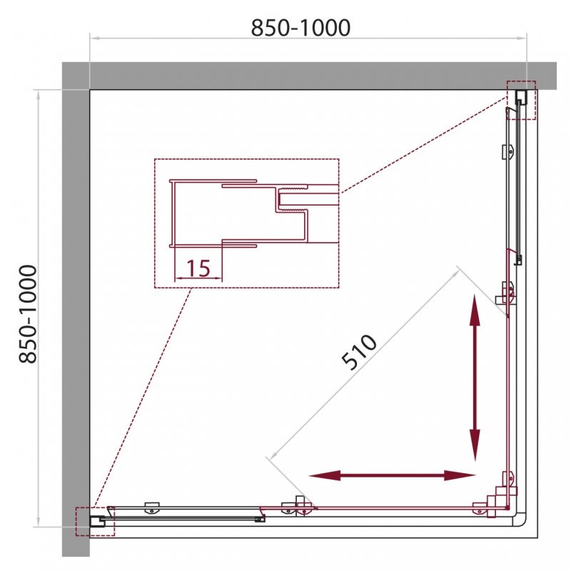 BelBagno UNIQUE-A-2-85/100-C-Cr душевое ограждение 85/100*85/100*190