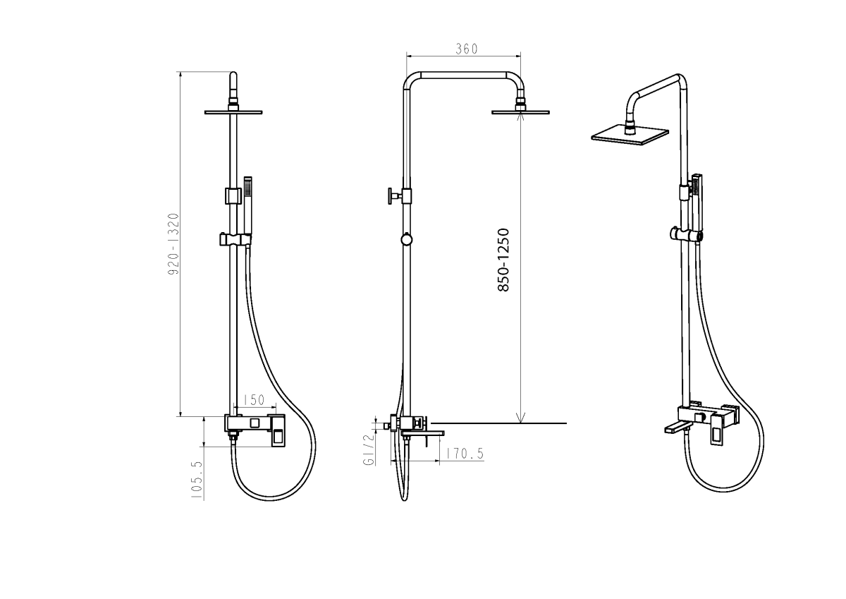 Душевая система Boheme Q WhiteGold.2 с изливом 148-WG.2