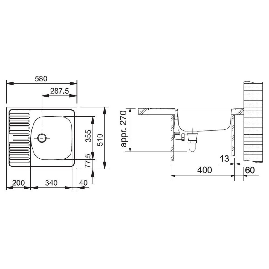 Franke ETN 611-58 кухонная мойка нержавеющая сталь матовая 58 х 51 см