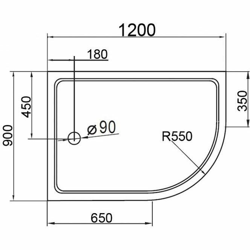 Cezares Tray поддон акриловый 120х90 TRAY-S-RH-120/90-550-13-W-L