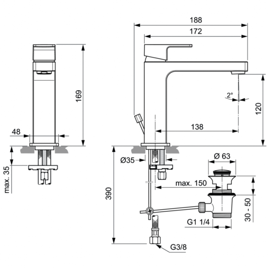 Ideal Standard Edge смеситель для раковины A7106AA