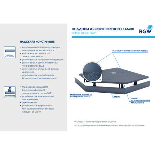 RGW ST/T-G душевой поддон 100х100 см серый 16155100-02