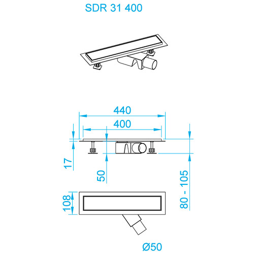 RGW SDR-31 душевой трап 40 см хром 47213140-01