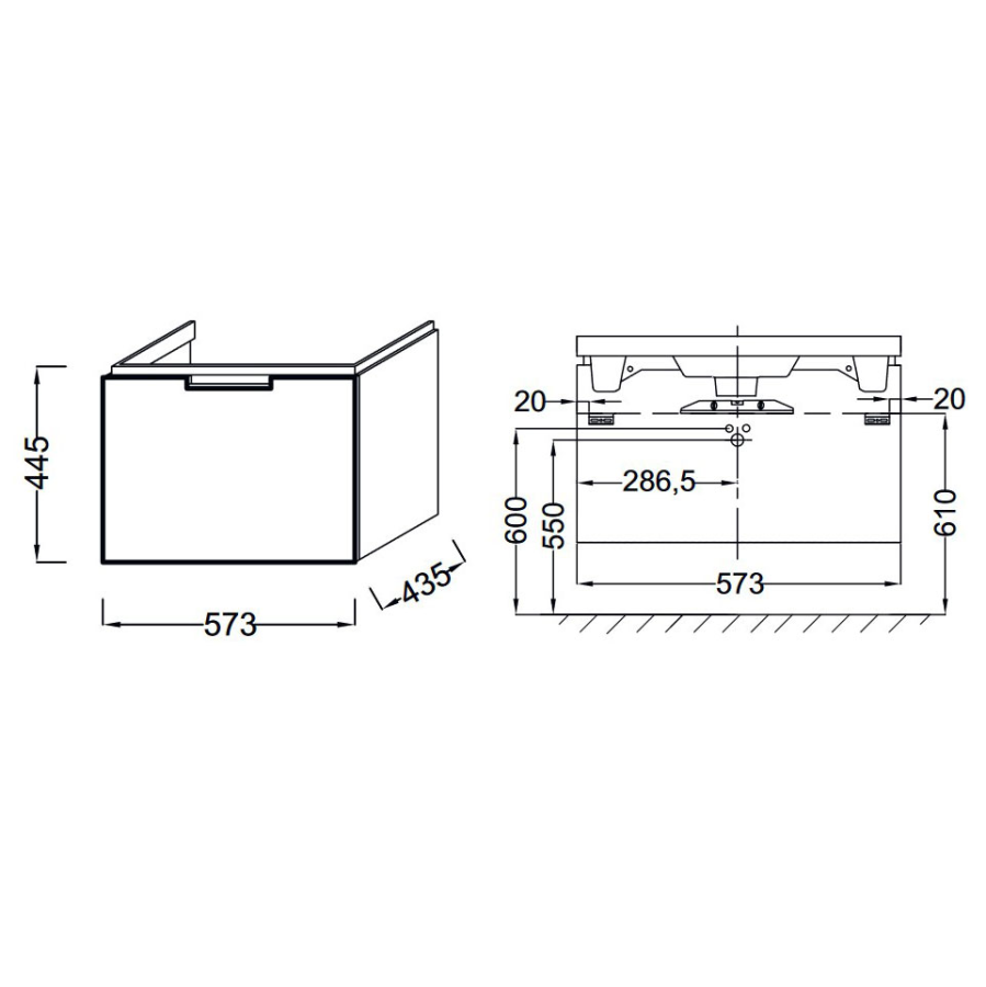 Jacob Delafon Reve 60 тумба EB1130-G1C с раковиной E4802-00 подвесная