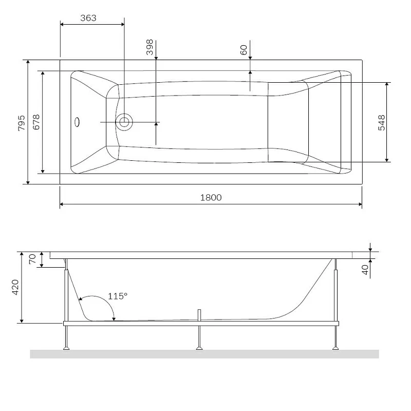 Am.Pm Gem каркас для ванны 180х80 W93A-180-080W-R