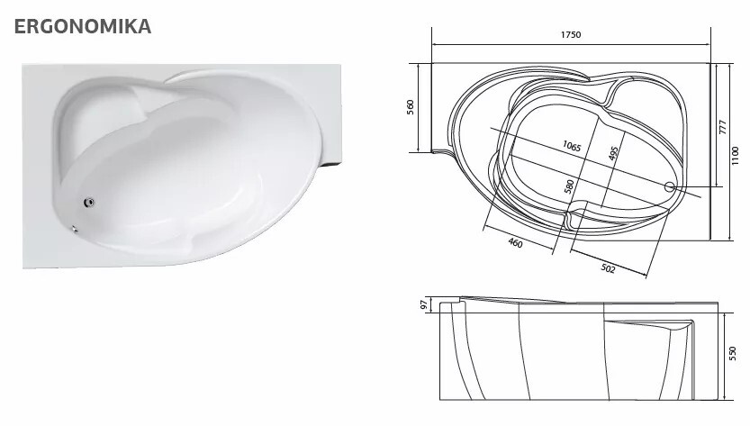 Marka One Ergonomika ванна угловая, асимметричная 01эрг17511п