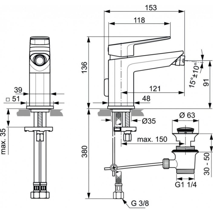 Ideal Standard Tonic смеситель для биде A6336AA