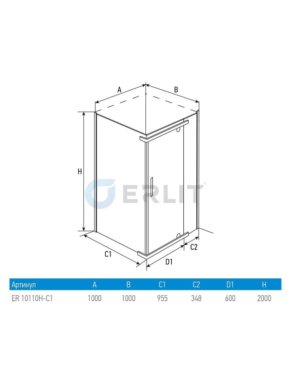 Erlit ER10110H-C1 душевое ограждение 100*100*200