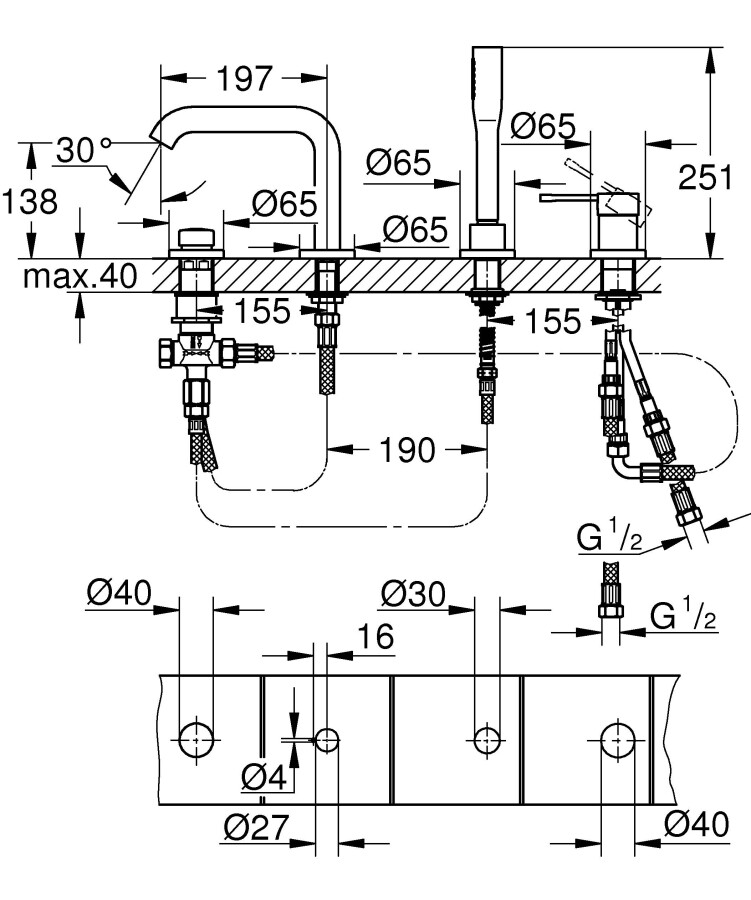 Grohe Essence+ 19578001 смеситель на борт ванны хром