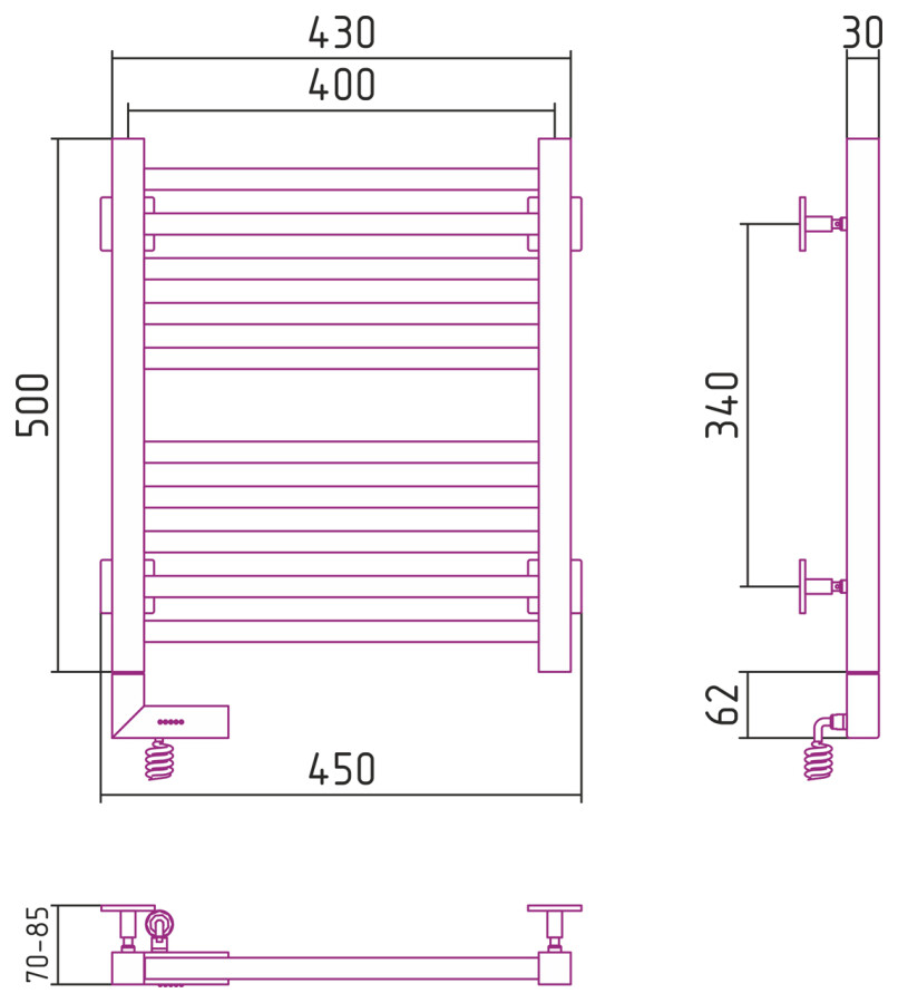 Сунержа Модус 2.0 полотенцесушитель электрический 500*400