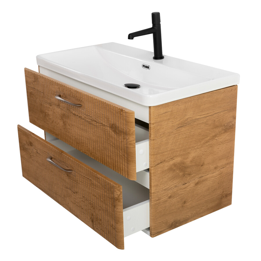 Подвесная тумба с раковиной Belbagno DUE 80 см Rovere Nature DUE-800-2C-SO-RN-P BB-8076-3-80