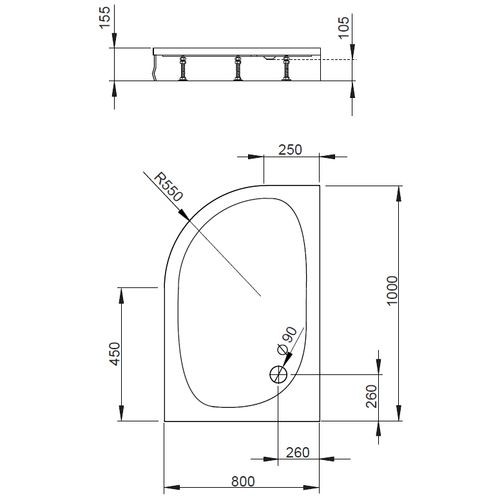 Radaway Patmos E 100*80*15,5 R душевой поддон акриловый 4P81155-03R