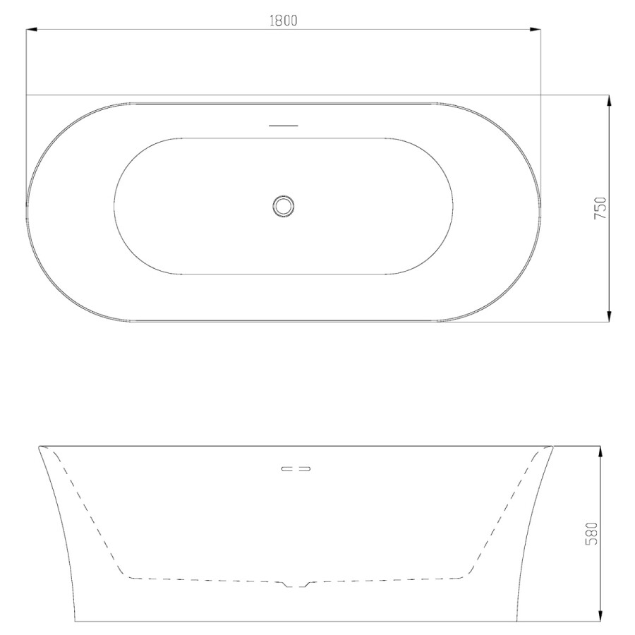 Ванна акриловая Azario Engels 1800x750x580 пристенная, в комплекте с сифоном и металлической рамой ENG18075