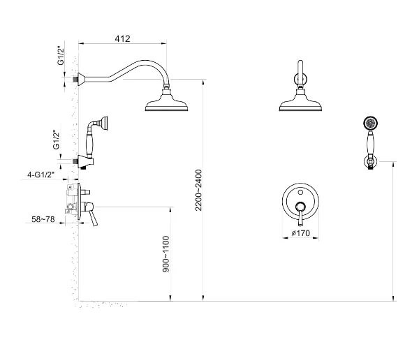 Imprese Podzima Ledove ZMK01170111 Душевая система без излива