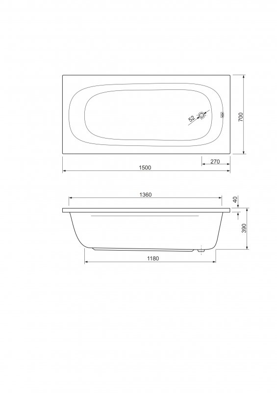 Cezares Piave ванна акриловая прямоугольная PIAVE-150-70-42-W37