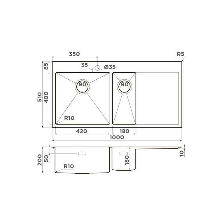 Omoikiri Akisame 100-2 LG-R мойка кухонная светлое золото 4973090