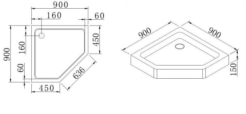 Mirsant Aurora 90*90*15 душевой поддон акриловый