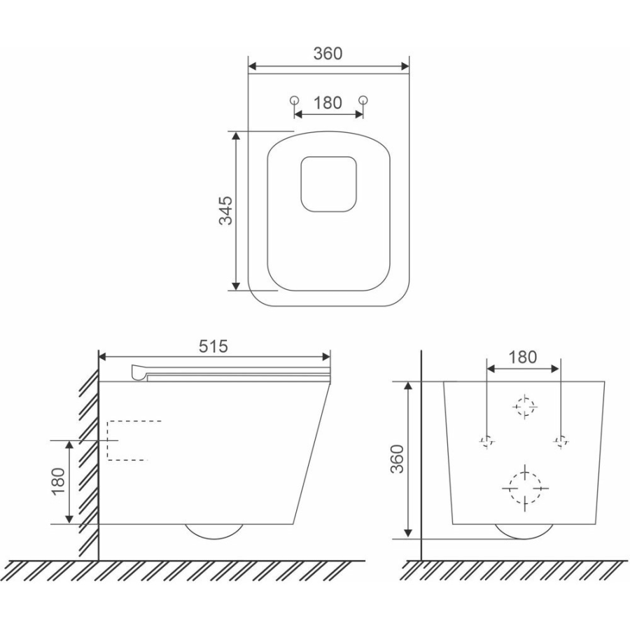 Sole Cube Lite унитаз подвесной безободковый с тонкой крышкой-микролифт УТ000090778