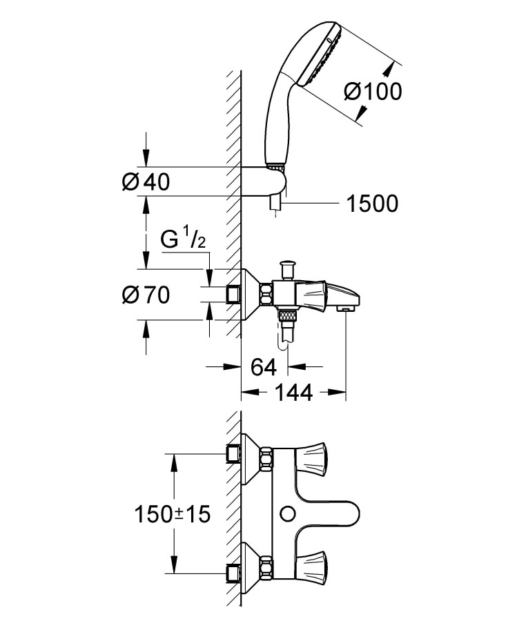 Grohe Costa L 2546010A смеситель для ванны хром