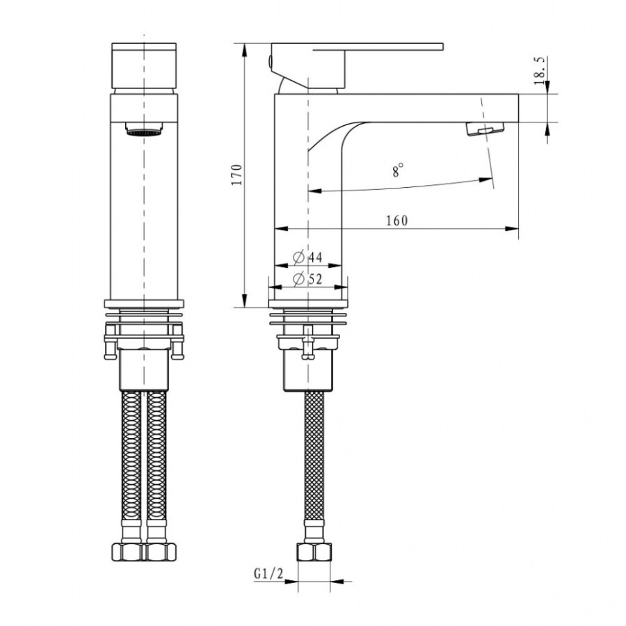 Cмеситель для раковины Grocenberg GB1011BL Черный матовый