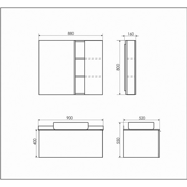 Тумба-умывальник Comforty Милан-90 белая с графитовой столешницей с раковиной Comforty T-Y9378 00-00014426CF