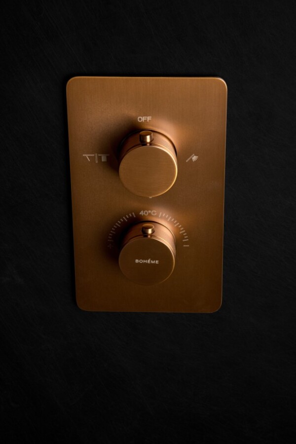 Смеситель встраиваемый с термостатом 3-х проходной Boheme Cell Thermo Brushed Bronze 134-3-BRB
