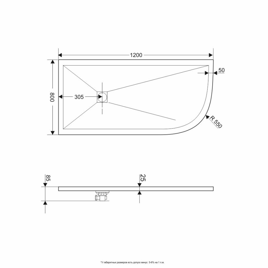 RGW ST/AR-G 16154128-02R 80*120*2,5 душевой поддон из искусственного камня