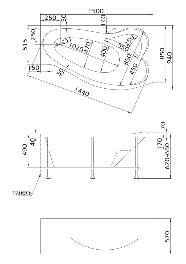 Marka One Gracia У12868 каркас для ванны