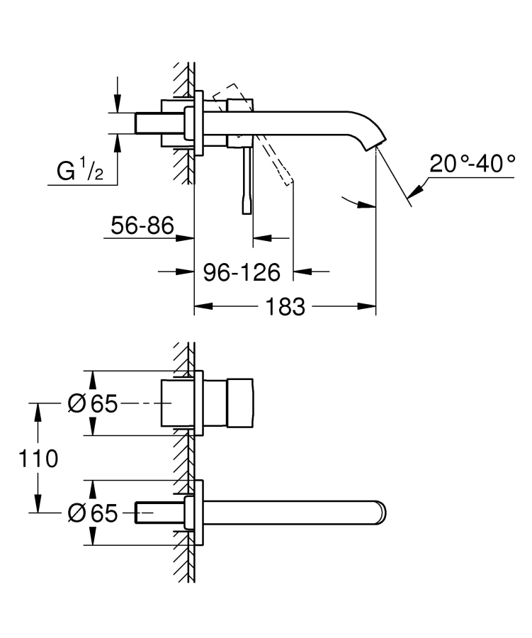 Grohe Essence смеситель для раковины настенный (внешняя часть) 19408GN1